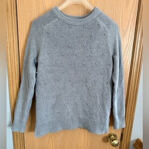 OLD NAVY Pom Pom Textured Heather Grey Crew Neck Long Sleeve Sweater Size S